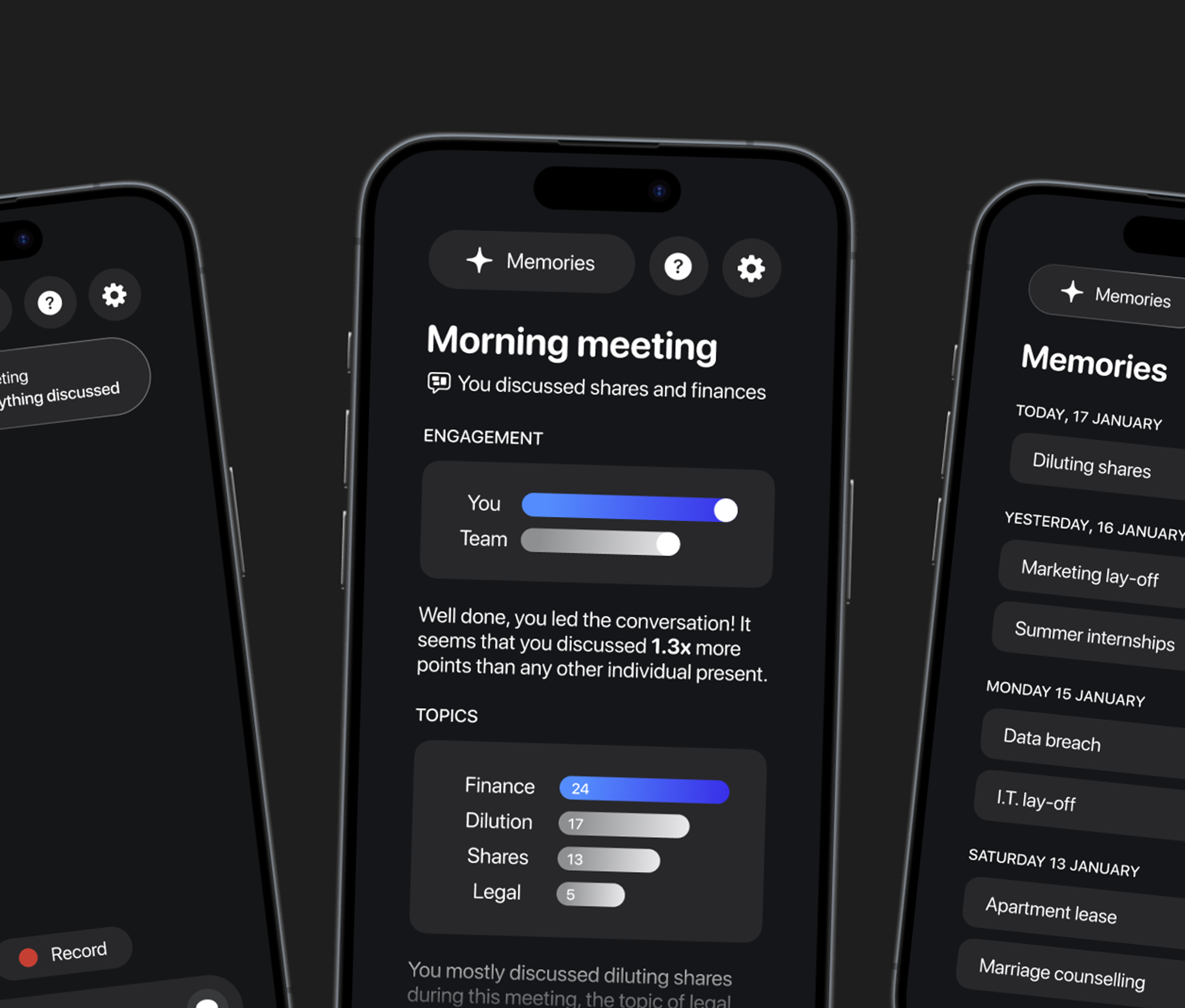 Concept of the Sama AI showing meeting statistics